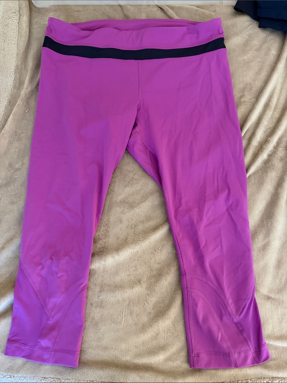 lululemon athletica Magenta Capri Leggings with Black Waistband